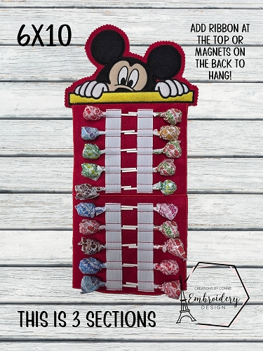 Mr Mouse Lollipop Holder Embroidery Design - 6x10